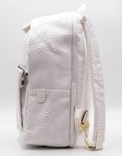 Load image into Gallery viewer, WHITE PYTHON VEGAN LEATHER BACKPACK
