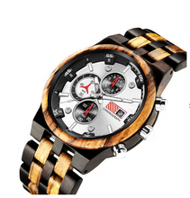 Load image into Gallery viewer, Ebony and Zebra Wood Chronograph Watch
