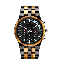 Load image into Gallery viewer, Zebra Wood and Ebony Wood Chronograph Watch