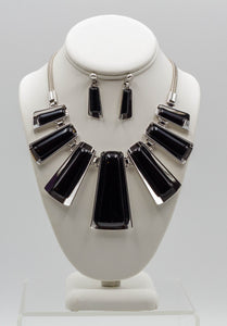 BLACK & SILVER NECKLACE SET - NEW COLORS AVAILABLE