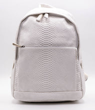 Load image into Gallery viewer, WHITE PYTHON VEGAN LEATHER BACKPACK
