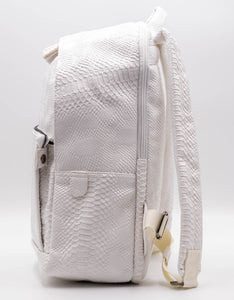 WHITE PYTHON VEGAN LEATHER BACKPACK