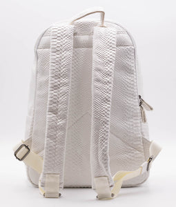 WHITE PYTHON VEGAN LEATHER BACKPACK