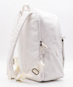 WHITE PYTHON VEGAN LEATHER BACKPACK