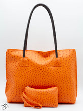 Load image into Gallery viewer, O$TRICH EMBOSSED TOTE &amp; WRISTLET SET - 12 COLORS AVAILABLE
