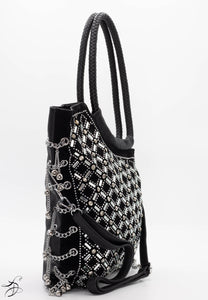 BLACK & SILVER CRYSTAL RHINESTONE HOBO