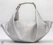 Load image into Gallery viewer, JEWELED SILVER CROC HANDBAG
