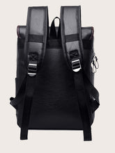 Load image into Gallery viewer, MEN BLK &amp; BRWN TWO TONE BUCKLE BACKPACK
