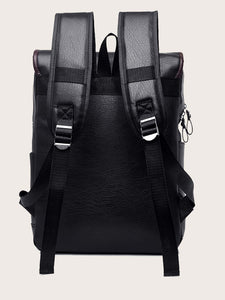 MEN BLK & BRWN TWO TONE BUCKLE BACKPACK