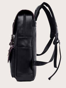 MEN BLK & BRWN TWO TONE BUCKLE BACKPACK