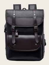 Load image into Gallery viewer, MEN BLK &amp; BRWN TWO TONE BUCKLE BACKPACK
