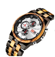 Load image into Gallery viewer, Ebony and Zebra Wood Chronograph  Watch
