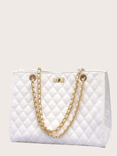 Load image into Gallery viewer, PATENT TWIST LOCK QUILTED CHAIN TOTE -  COLORS AVAILABLE
