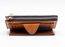 Load image into Gallery viewer, BROWN FAUX LEATHER WALLET
