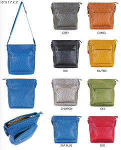 OSTRICH 4 POCKET CROSSBODY HANDBAG - 8 COLORS AVAILABLE